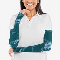 Aloha Hawaii Floral Tapa Arm Sleeves Patchwork Teal - Polynesian Pride
