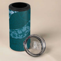 Aloha Hawaii Floral Tapa 4 in 1 Can Cooler Tumbler Patchwork Teal - Polynesian Pride