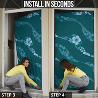 Aloha Hawaii Floral Tapa Door Cover Patchwork Teal - Polynesian Pride