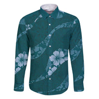 Aloha Hawaii Floral Tapa Family Matching Puletasi and Hawaiian Shirt Patchwork Teal - Polynesian Pride