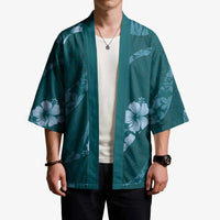 Aloha Hawaii Floral Tapa Kimono Patchwork Teal - Polynesian Pride