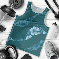 Aloha Hawaii Floral Tapa Men Tank Top Patchwork Teal - Polynesian Pride