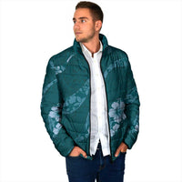 Aloha Hawaii Floral Tapa Padded Jacket Patchwork Teal - Polynesian Pride