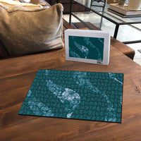 Aloha Hawaii Floral Tapa Puzzle Patchwork Teal - Polynesian Pride