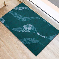 Aloha Hawaii Floral Tapa Rubber Doormat Patchwork Teal - Polynesian Pride