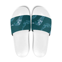 Aloha Hawaii Floral Tapa Slide Sandals Patchwork Teal - Polynesian Pride