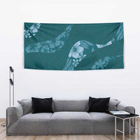 Aloha Hawaii Floral Tapa Tapestry Patchwork Teal - Polynesian Pride