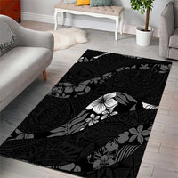Aloha Hawaii Floral Tapa Area Rug Patchwork Charcoal - Polynesian Pride