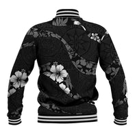 Aloha Hawaii Floral Tapa Baseball Jacket Patchwork Charcoal - Polynesian Pride