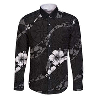 Aloha Hawaii Floral Tapa Family Matching Puletasi and Hawaiian Shirt Patchwork Charcoal - Polynesian Pride