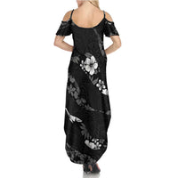 Aloha Hawaii Floral Tapa Family Matching Summer Maxi Dress and Hawaiian Shirt Patchwork Charcoal - Polynesian Pride
