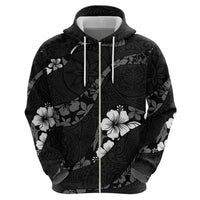Aloha Hawaii Floral Tapa Hoodie Patchwork Charcoal - Polynesian Pride