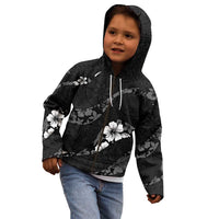 Aloha Hawaii Floral Tapa Kid Hoodie Patchwork Charcoal - Polynesian Pride