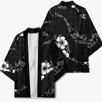 Aloha Hawaii Floral Tapa Kimono Patchwork Charcoal - Polynesian Pride