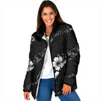Aloha Hawaii Floral Tapa Padded Jacket Patchwork Charcoal - Polynesian Pride