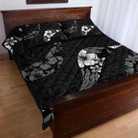Aloha Hawaii Floral Tapa Quilt Bed Set Patchwork Charcoal - Polynesian Pride