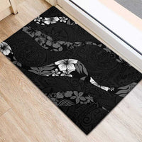 Aloha Hawaii Floral Tapa Rubber Doormat Patchwork Charcoal - Polynesian Pride