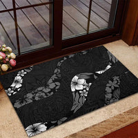 Aloha Hawaii Floral Tapa Rubber Doormat Patchwork Charcoal - Polynesian Pride