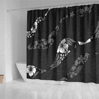 Aloha Hawaii Floral Tapa Shower Curtain Patchwork Charcoal - Polynesian Pride