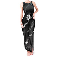 Aloha Hawaii Floral Tapa Tank Maxi Dress Patchwork Charcoal - Polynesian Pride
