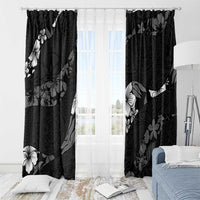 Aloha Hawaii Floral Tapa Window Curtain Patchwork Charcoal - Polynesian Pride
