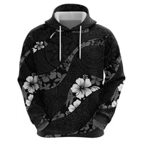 Aloha Hawaii Floral Tapa Zip Hoodie Patchwork Charcoal - Polynesian Pride