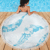 Aloha Hawaii Floral Tapa Beach Blanket Patchwork Turquoise - Polynesian Pride