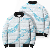 Aloha Hawaii Floral Tapa Bomber Puffer Jacket Patchwork Turquoise - Polynesian Pride