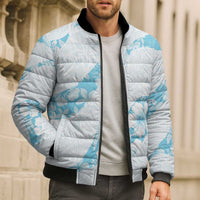 Aloha Hawaii Floral Tapa Bomber Puffer Jacket Patchwork Turquoise - Polynesian Pride