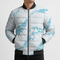 Aloha Hawaii Floral Tapa Bomber Puffer Jacket Patchwork Turquoise - Polynesian Pride