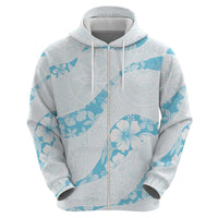 Aloha Hawaii Floral Tapa Hoodie Patchwork Turquoise - Polynesian Pride