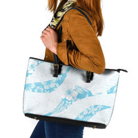 Aloha Hawaii Floral Tapa Leather Tote Bag Patchwork Turquoise - Polynesian Pride