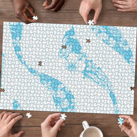 Aloha Hawaii Floral Tapa Puzzle Patchwork Turquoise - Polynesian Pride