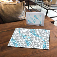 Aloha Hawaii Floral Tapa Puzzle Patchwork Turquoise - Polynesian Pride