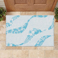 Aloha Hawaii Floral Tapa Rubber Doormat Patchwork Turquoise - Polynesian Pride