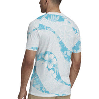 Aloha Hawaii Floral Tapa Rugby Jersey Patchwork Turquoise - Polynesian Pride
