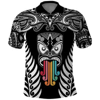 Personalised Kia Kaha Te Reo Maori Polo Shirt Hei Tiki Mix Koru - Black LT7 Black - Polynesian Pride