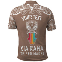 Personalised Kia Kaha Te Reo Maori Polo Shirt Hei Tiki Mix Koru - Brown LT7 - Polynesian Pride