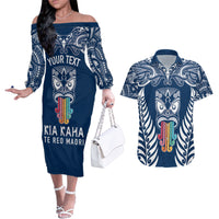 personalised-kia-kaha-te-reo-maori-couples-matching-off-the-shoulder-long-sleeve-dress-and-hawaiian-shirt-hei-tiki-mix-koru-navy-blue
