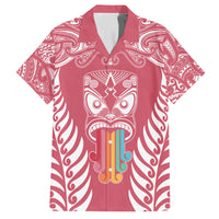 Personalised Kia Kaha Te Reo Maori Family Matching Puletasi Dress and Hawaiian Shirt Hei Tiki Mix Koru - Pink LT7 Dad's Shirt - Short Sleeve Pink - Polynesian Pride