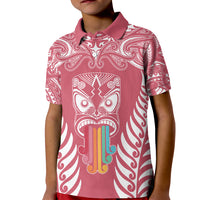 Personalised Kia Kaha Te Reo Maori Kid Polo Shirt Hei Tiki Mix Koru - Pink LT7 Kid Pink - Polynesian Pride