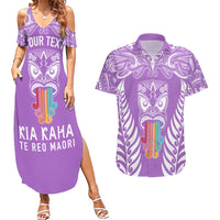 personalised-kia-kaha-te-reo-maori-couples-matching-summer-maxi-dress-and-hawaiian-shirt-hei-tiki-mix-koru-purple