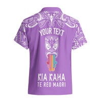 Personalised Kia Kaha Te Reo Maori Hawaiian Shirt Hei Tiki Mix Koru - Purple LT7 - Polynesian Pride