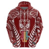 Personalised Kia Kaha Te Reo Maori Hoodie Hei Tiki Mix Koru - Red LT7 - Polynesian Pride