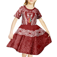 personalised-kia-kaha-te-reo-maori-kid-short-sleeve-dress-hei-tiki-mix-koru-red