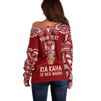 personalised-kia-kaha-te-reo-maori-off-shoulder-sweater-hei-tiki-mix-koru-red