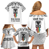 personalised-kia-kaha-te-reo-maori-family-matching-off-shoulder-short-dress-and-hawaiian-shirt-hei-tiki-mix-koru-white