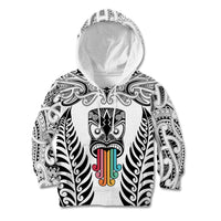 Personalised Kia Kaha Te Reo Maori Kid Hoodie Hei Tiki Mix Koru - White LT7 Hoodie White - Polynesian Pride