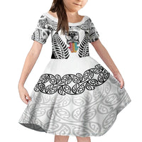 personalised-kia-kaha-te-reo-maori-kid-short-sleeve-dress-hei-tiki-mix-koru-white