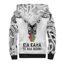 Personalised Kia Kaha Te Reo Maori Sherpa Hoodie Hei Tiki Mix Koru - White LT7 - Polynesian Pride